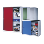 Sliding door cabinet WxDxH: 1600x600x1000mm RAL7035